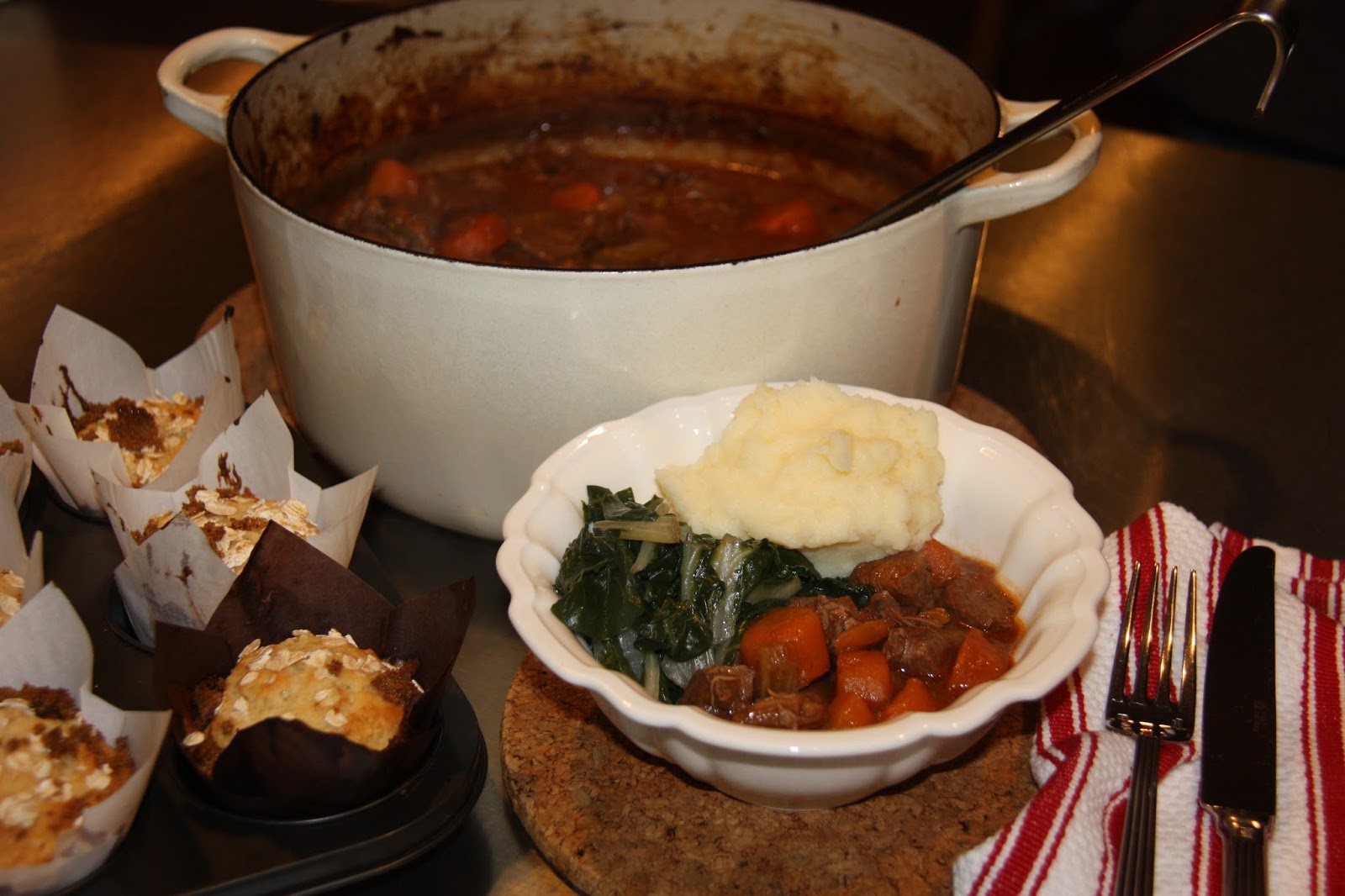 Juniper Berry Lamb Ragout With Fluffy Mash And Buttered Spinach Juniper Berry Lamb Ragout With Fluffy Mash And Buttered Spinach